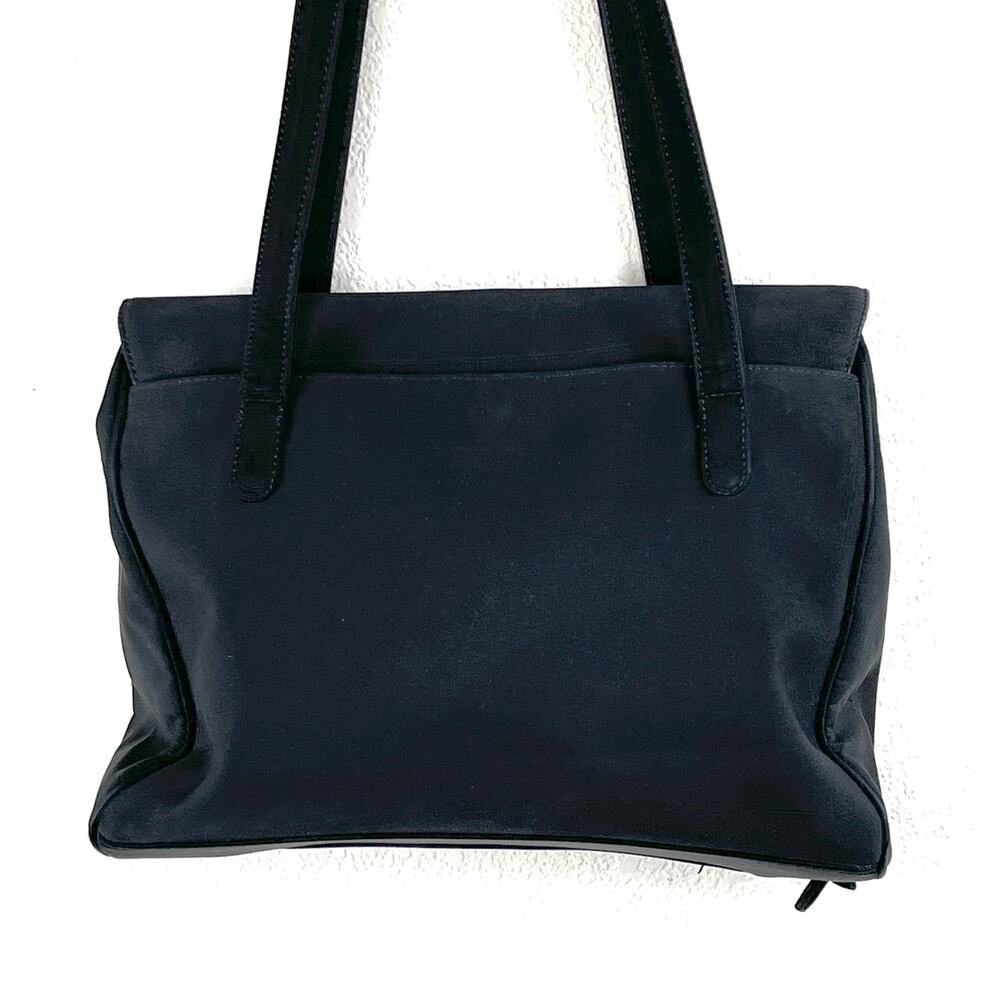 Vintage 90s Enzo Angiolini Black Large Flapover Shoulder Bag Credit Card Storage - Picture 2 of 15